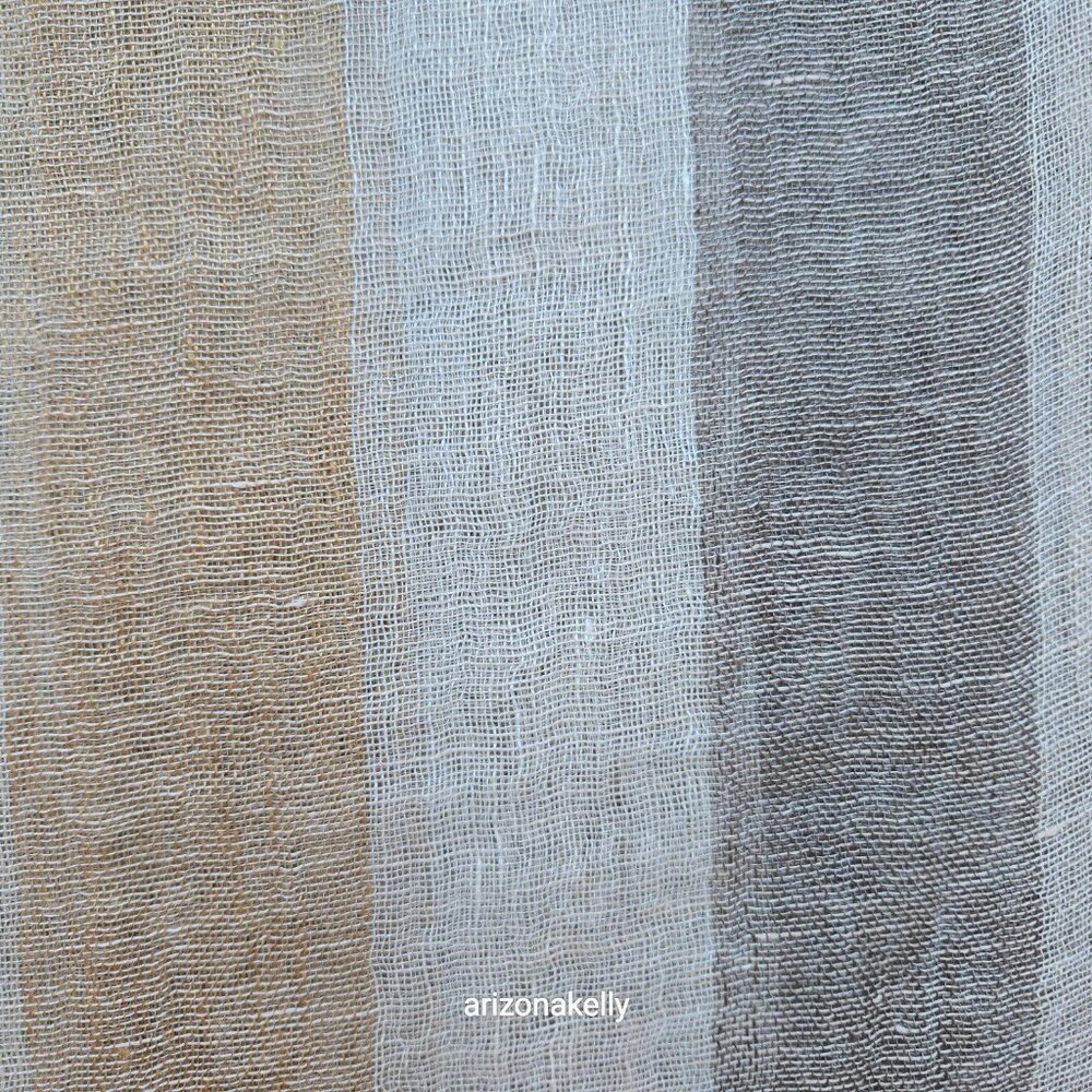 Zara NWOT Linen Scarf Neutral Earth Tones Stripes Large - Picture 7 of 8